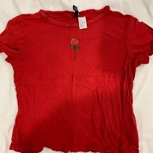 Cute red tee with a rose